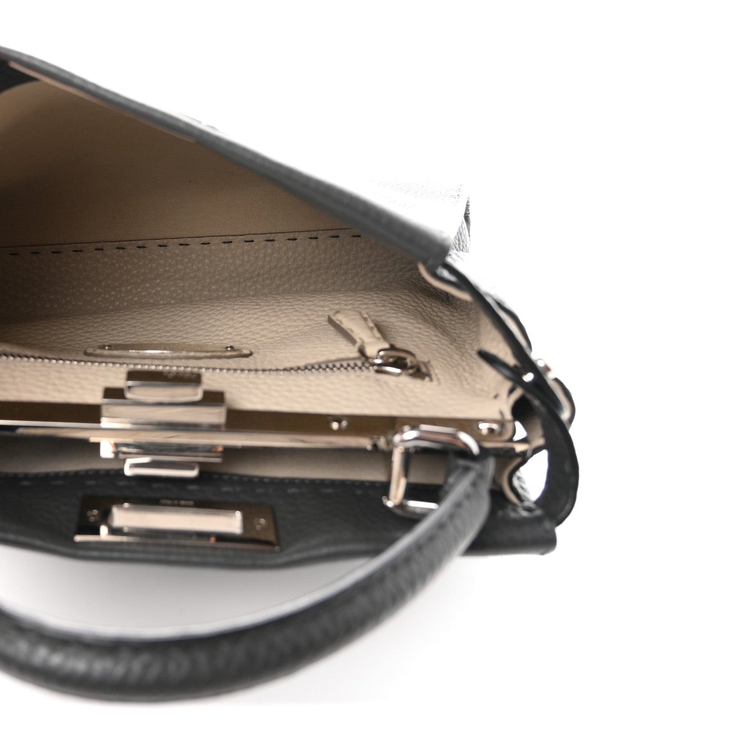 Cuoio Romano Selleria Bi-Color Medium Peekaboo Iconic Satchel Asfalto Latte