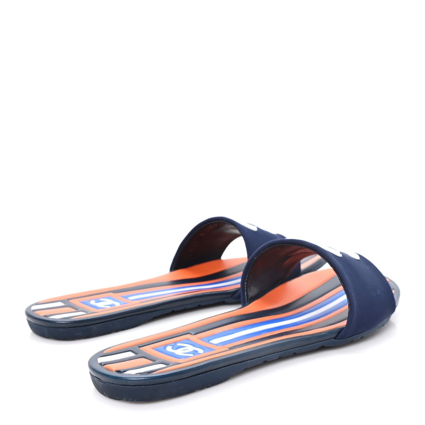 Rubber CC Mules Sandals  38  Dark Navy Blue Orange