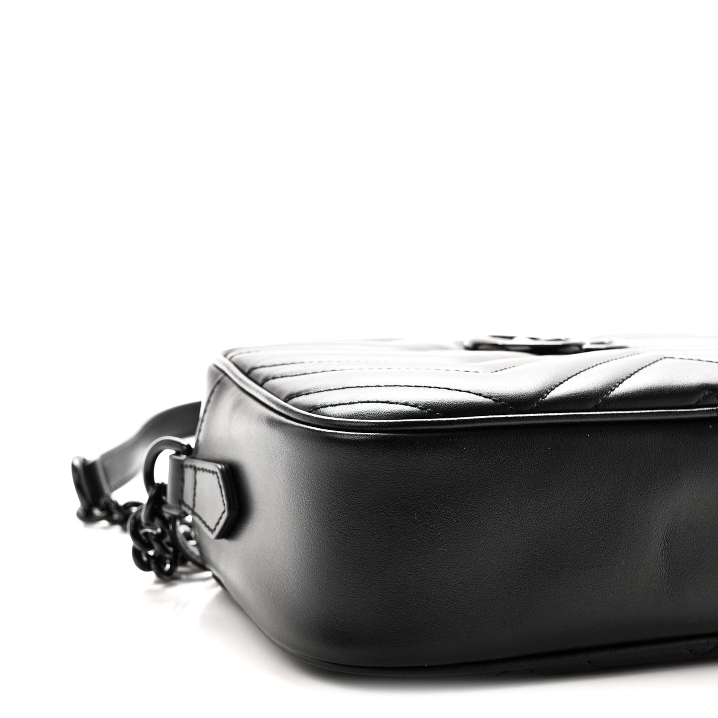 Calfskin Matelasse Monochrome Small GG Marmont Chain Shoulder Bag Black