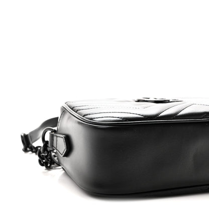 Calfskin Matelasse Monochrome Small GG Marmont Chain Shoulder Bag Black