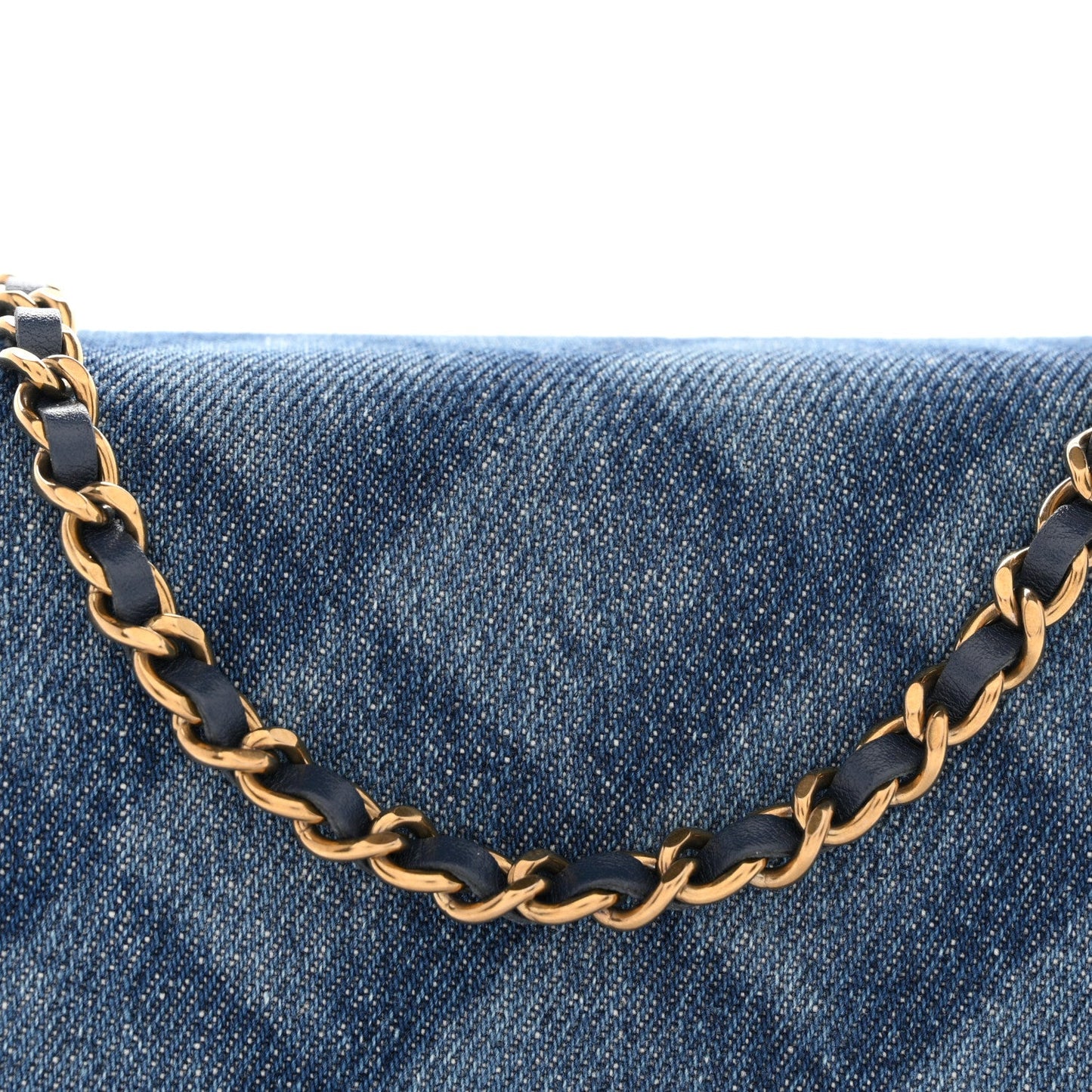 Denim Printed Wallet On Chain WOC Dark Blue