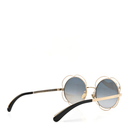Metal Round Camellia Sunglasses 71573 Gold