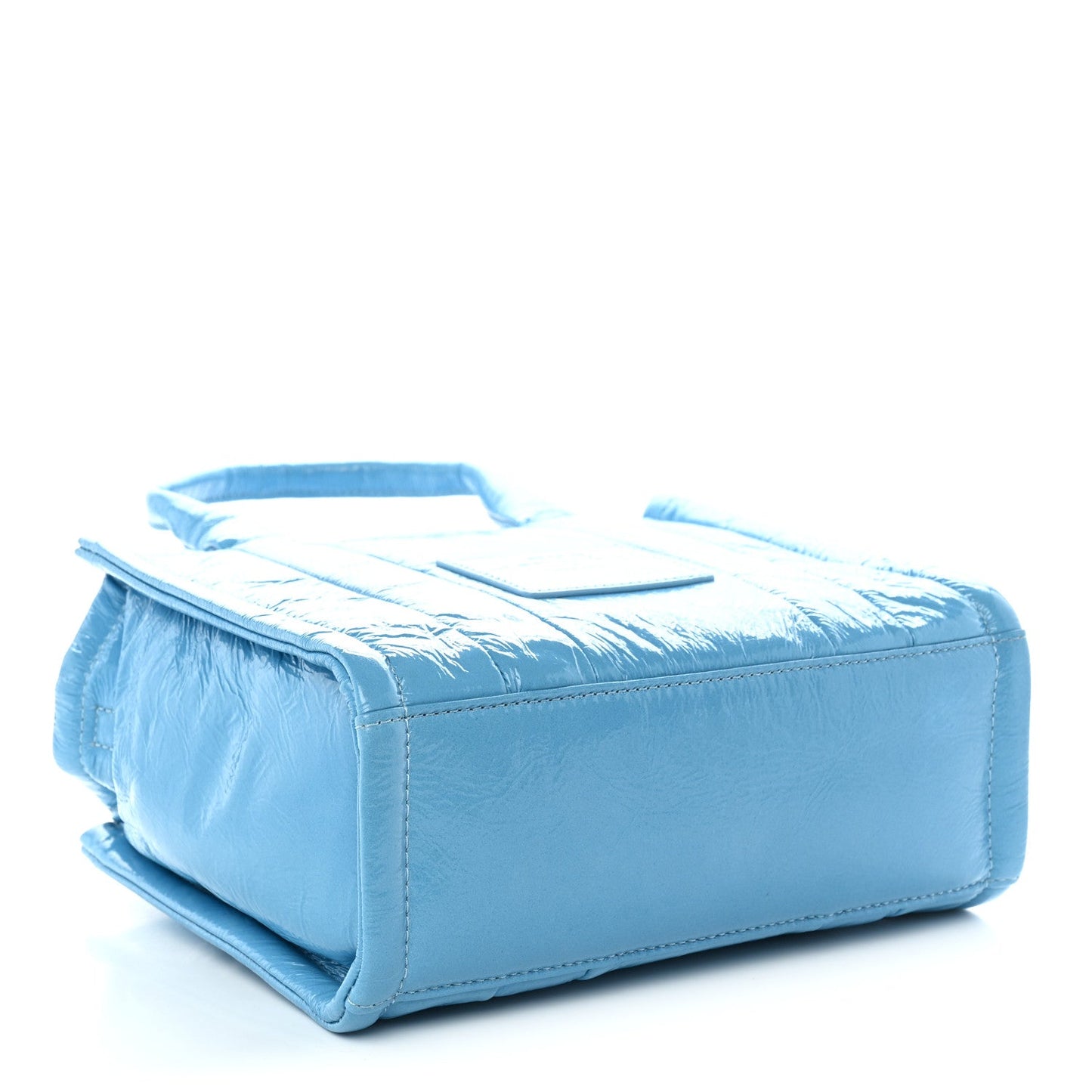 Shiny Crinkled Calfskin The Tote Bag Air Blue