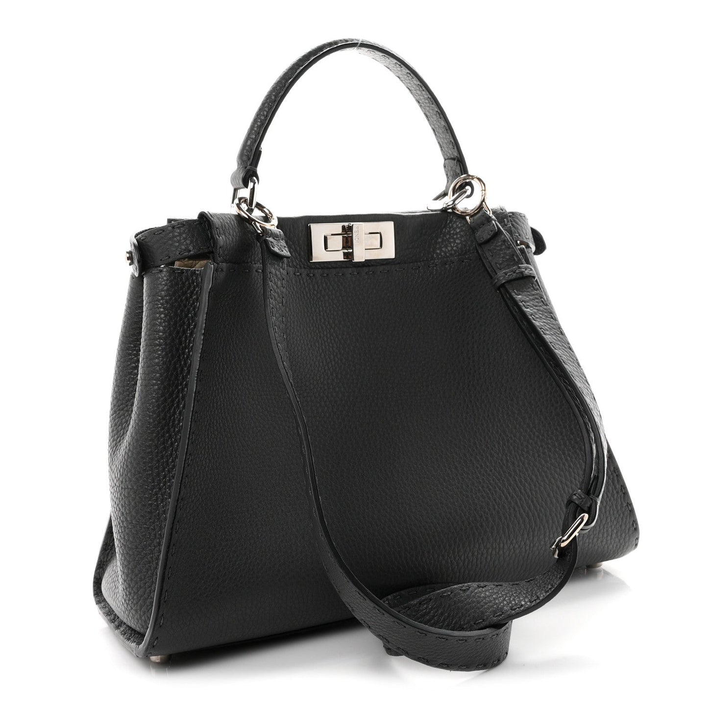 Cuoio Romano Selleria Bi-Color Medium Peekaboo Iconic Satchel Asfalto Latte