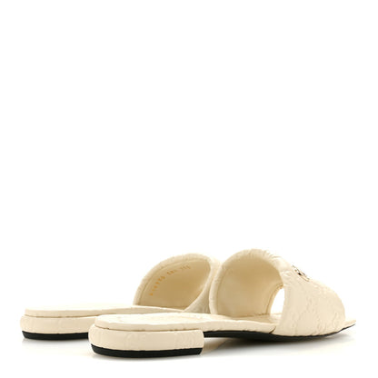 Nappa Double GG Flat Slide Sandals 38.5 New Ivoire