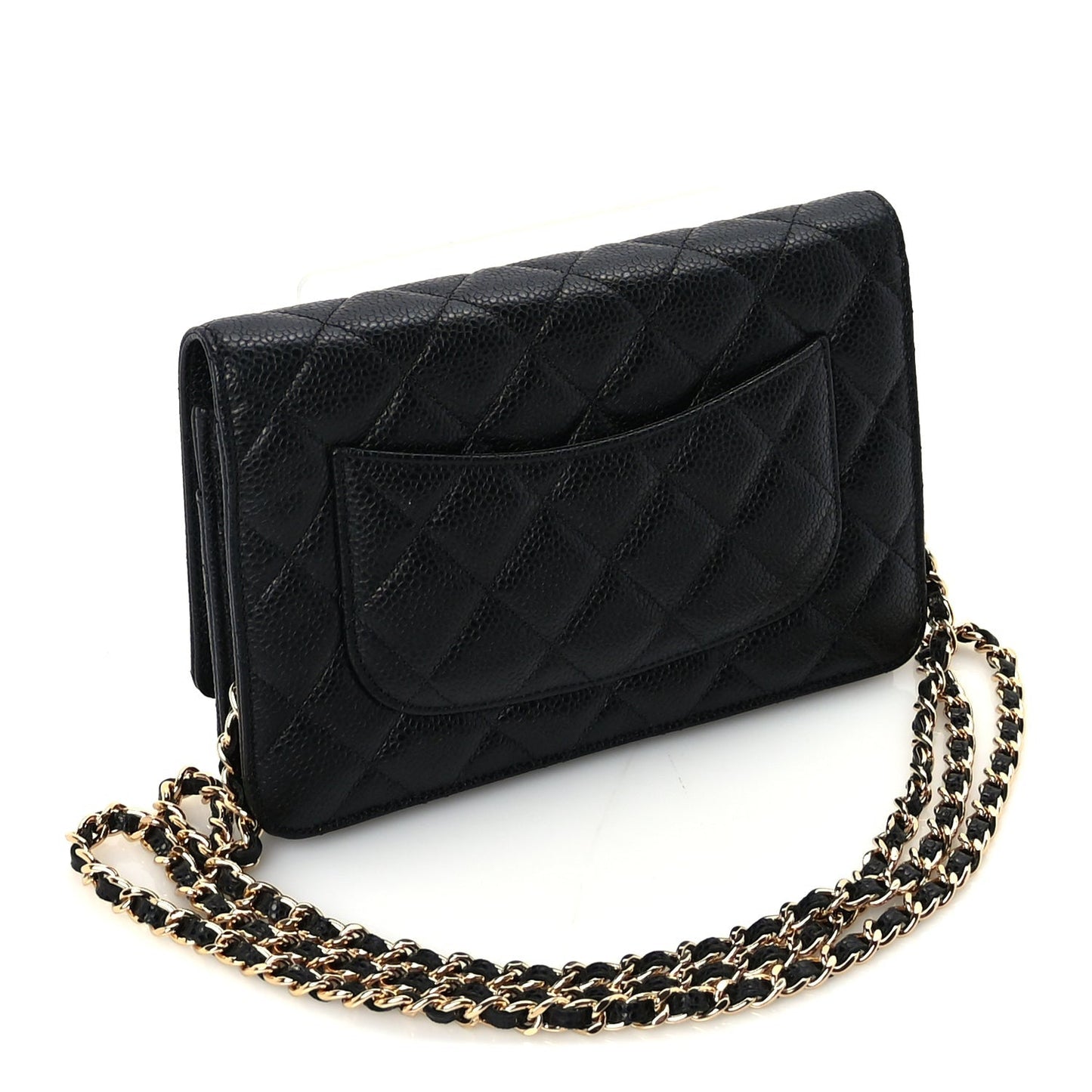 Caviar Quilted Wallet On Chain WOC Black