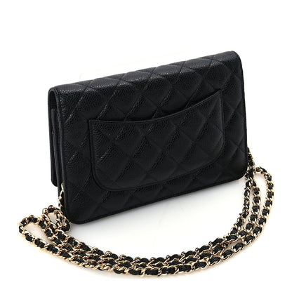 Caviar Quilted Wallet On Chain WOC Black