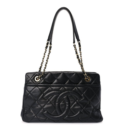 Caviar Quilted Timeless CC Soft Tote Black