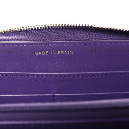 Caviar Quilted Large Gusset Zip Around Wallet Purple