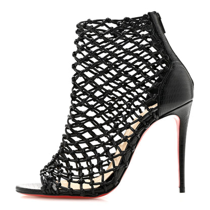 Nappa Lizard Embossed Corfou 100 Heel Sandals 36 Black