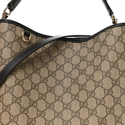 GG Supreme Monogram Medium Emblem Bucket Bag  Beige Dark Brown Black