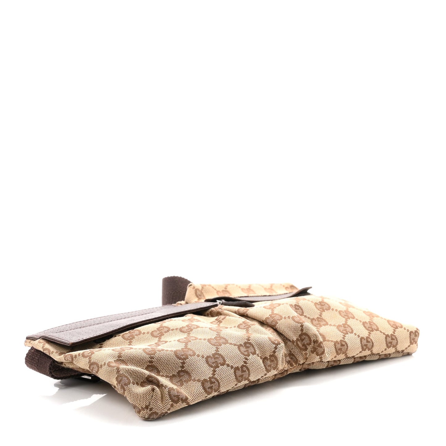 GG Monogram Double Pocket Belt Bag Dark Brown