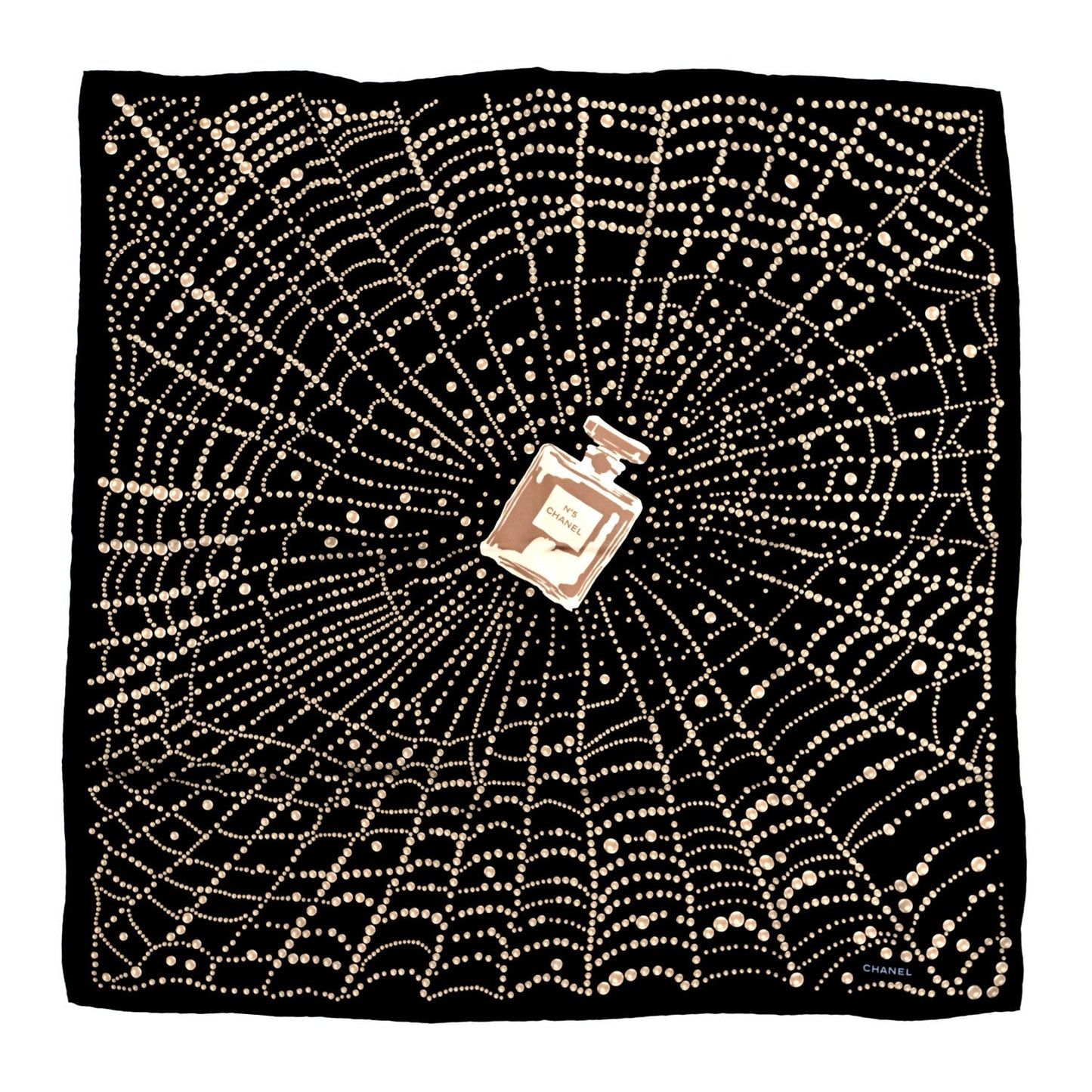 Silk N°5 Perfume Square Scarf Black Multicolor