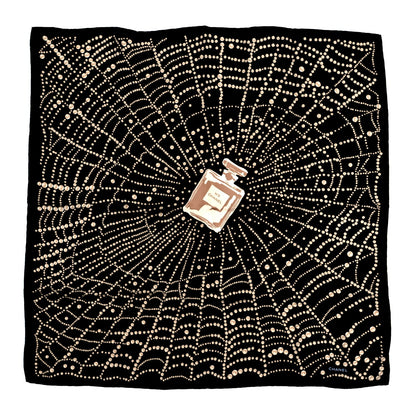 Silk N°5 Perfume Square Scarf Black Multicolor