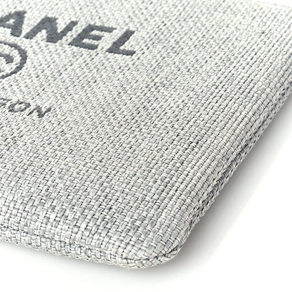 Woven Straw Raffia Medium Deauville Cosmetic Pouch  Grey