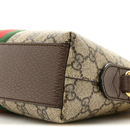 GG Supreme Monogram Textured Dollar Calfskin Web Small Ophidia Dome Shoulder Bag Beige Ebony New Acero