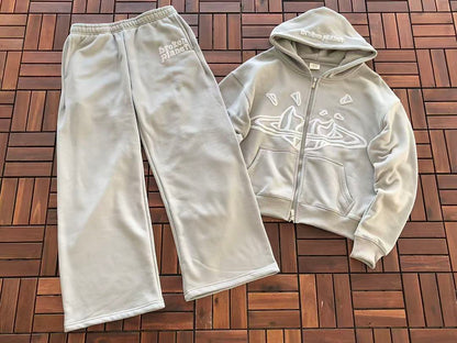 ￥~TOP 169 PANTS 119 BROKEN PLANET HOODIE TROUSERS FLEECE