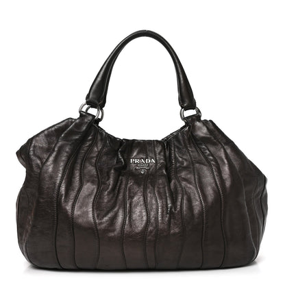 Nappa Pleated Hobo Grafite Mordore