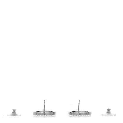 Crystal CC Round Earrings Silver