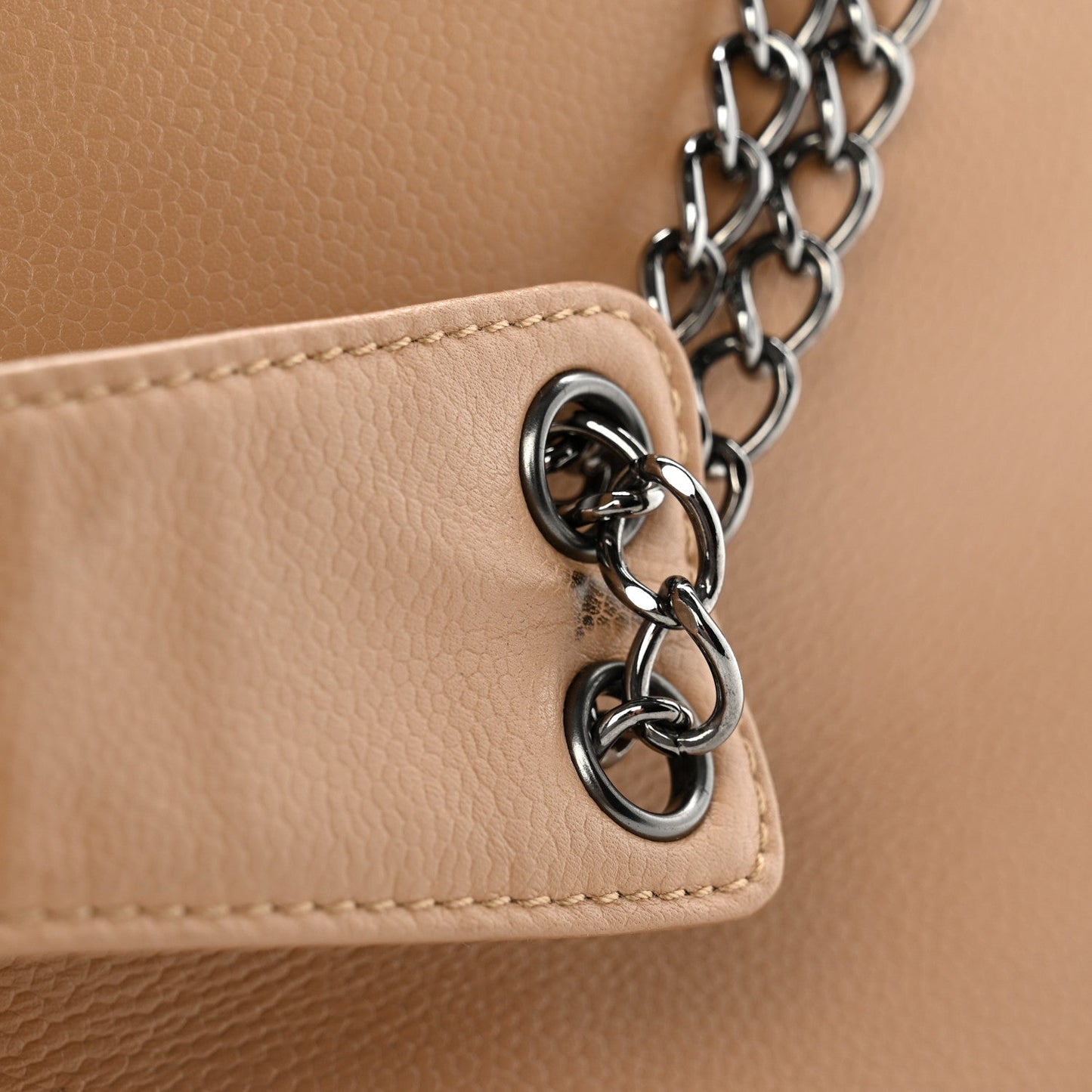 Caviar Quilted Mini Accordion Flap Beige