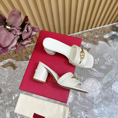 High Heel 70 Mule Sandal The Bold Edition Vlogo Square Toe White