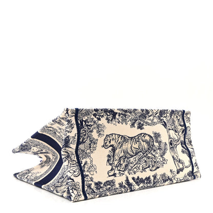 Canvas Embroidered Medium Dioriviera Toile De Jouy Book Tote Blue