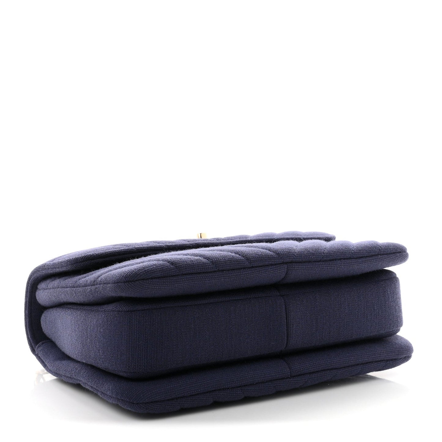 Jersey Chevron Quilted Small Trendy CC Dual Handle Flap Bag Navy Blue