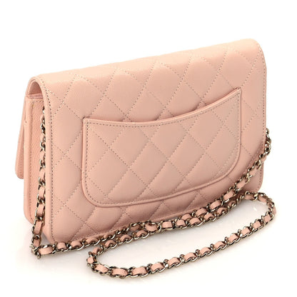 Caviar Quilted Wallet on Chain WOC  Light Pink