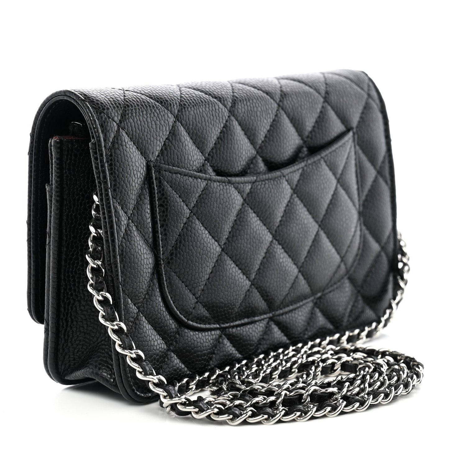 Caviar Quilted Wallet on Chain WOC Black