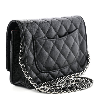 Caviar Quilted Wallet on Chain WOC Black