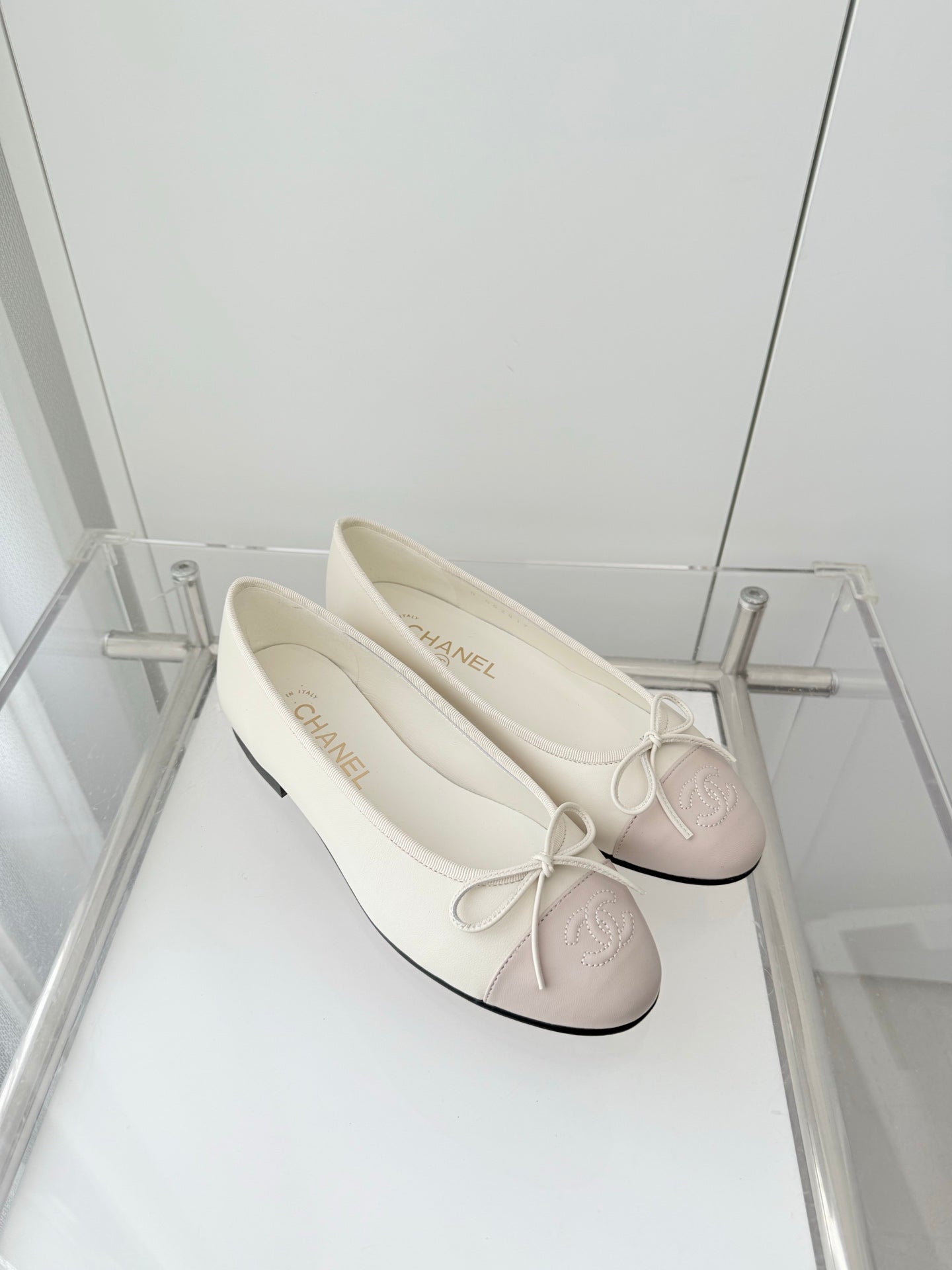 ballet flats white mix pink lambskin 566820