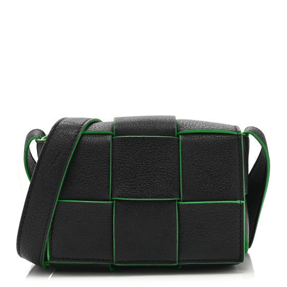 Lambskin Maxi Intreccio Candy Cassette Crossbody Bag Black Green