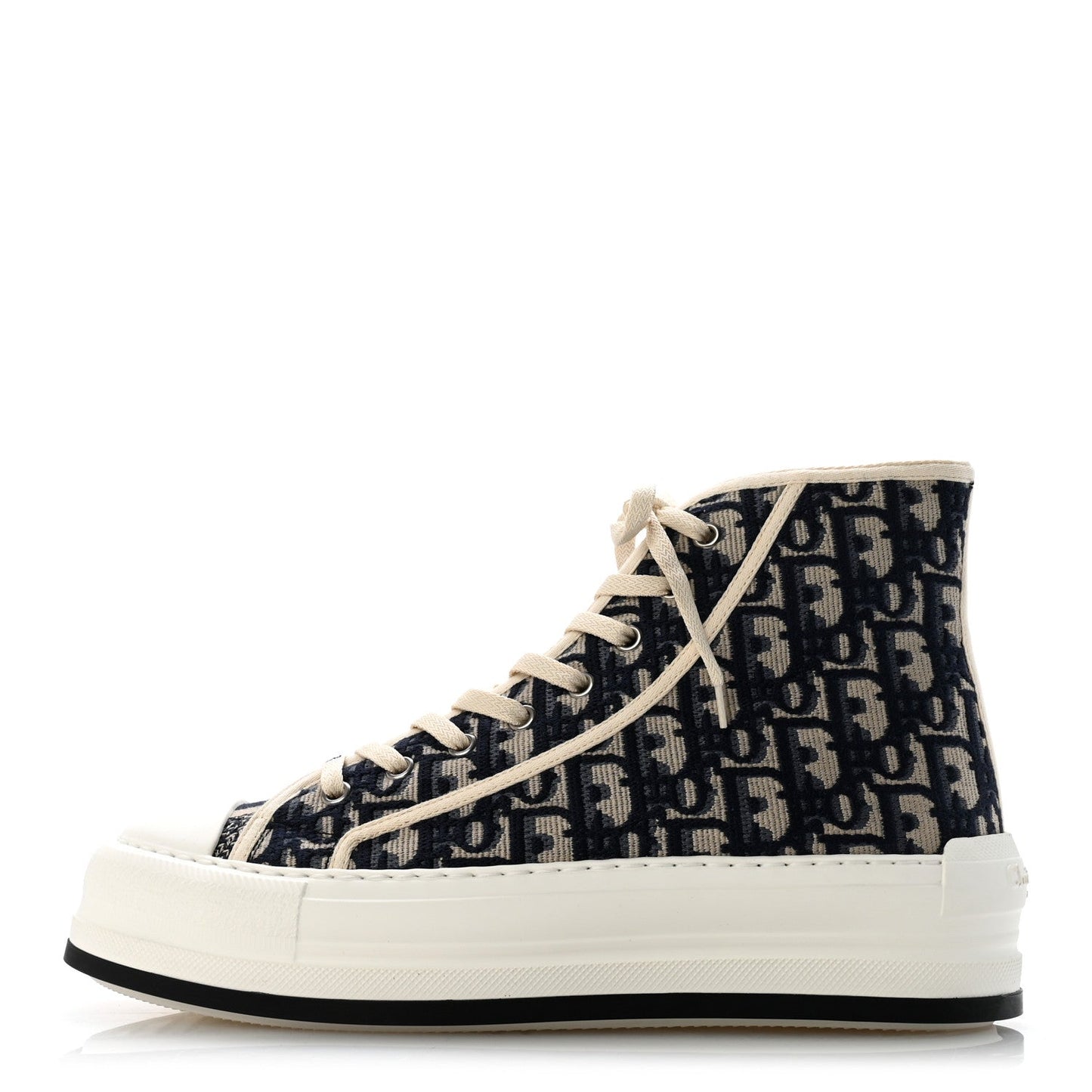 Technical Knit Calfskin Oblique Womens Walk'n Dior High Top Sneakers 41 Deep Blue