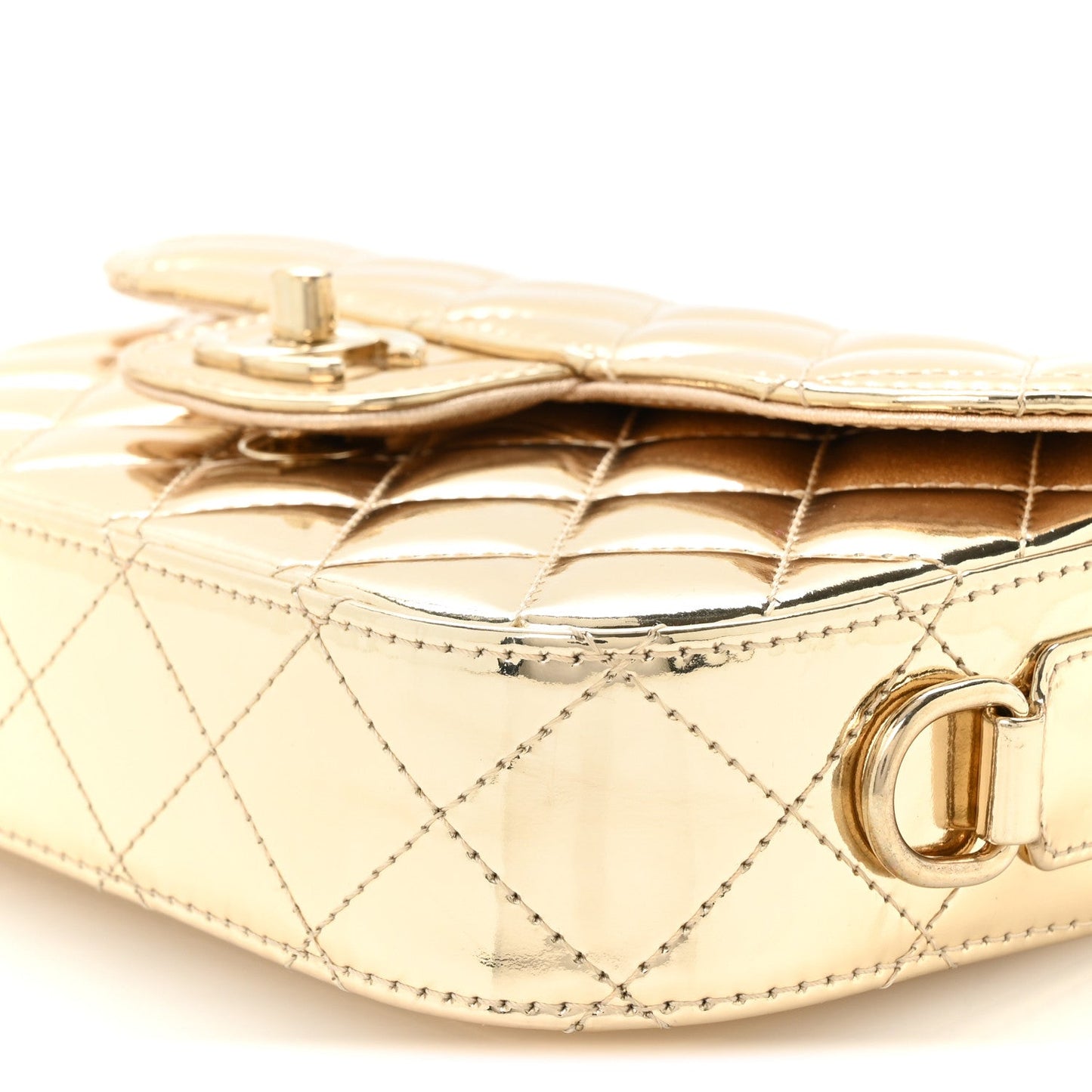 Mirror Calfskin Metallic Calfskin Quilted Hollywood Boulevard Mini Flap With Star Coin Purse Gold