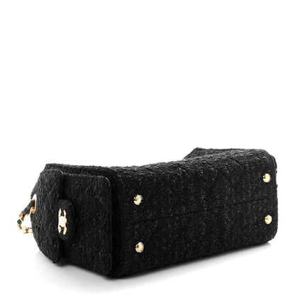 Tweed Quilted Mini Chanel 25 Handbag Black