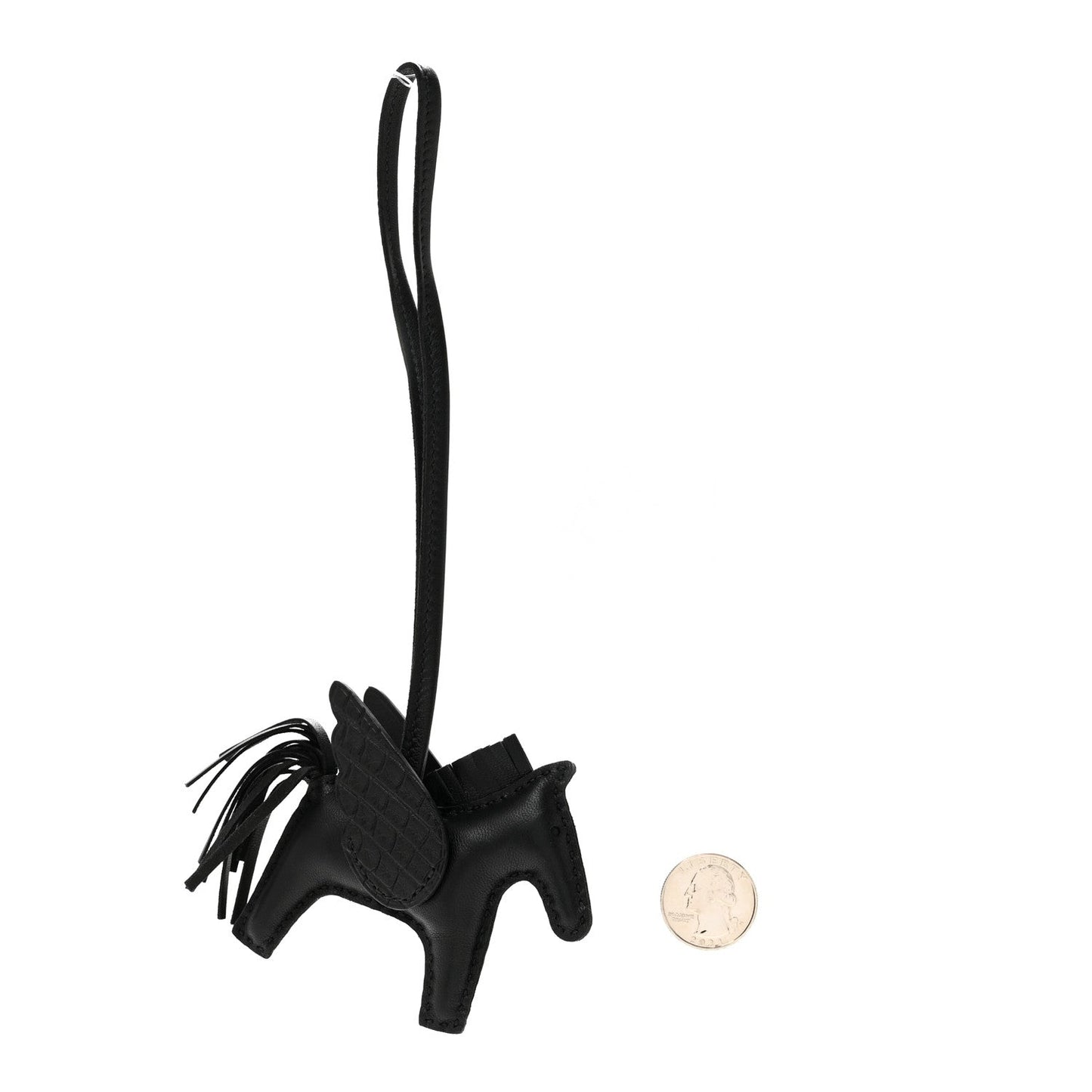 Milo Lambskin Matte Alligator Touch Grigri Rodeo Pegase Horse Bag Charm PM So Black