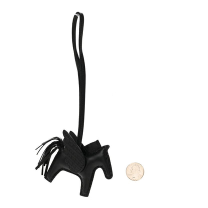 Milo Lambskin Matte Alligator Touch Grigri Rodeo Pegase Horse Bag Charm PM So Black