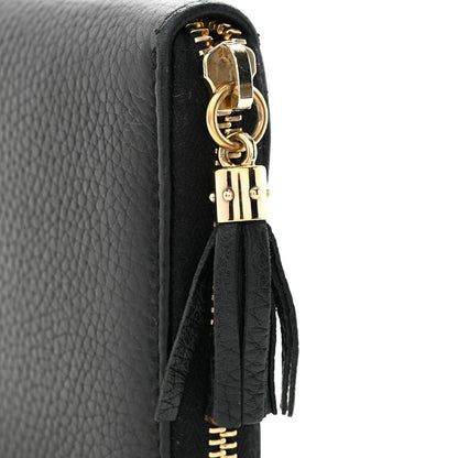 Pebbled Calfskin Soho Zip Around Wallet Black