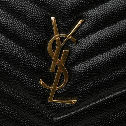 Grain De Poudre Matelasse Chevron Monogram Envelope Clutch Black