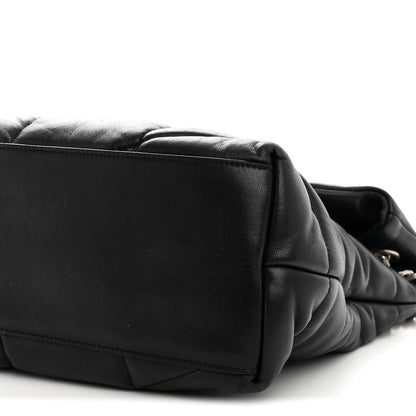 Lambskin Quilted Medium Loulou Puffer Monogram Chain Satchel Black
