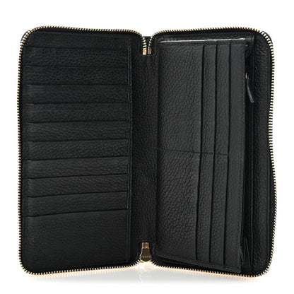 Pebbled Calfskin Soho Zip Around Wallet Black