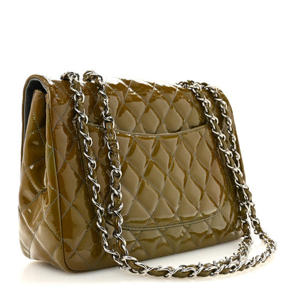 Patent Quilted Jumbo Single Flap Grey