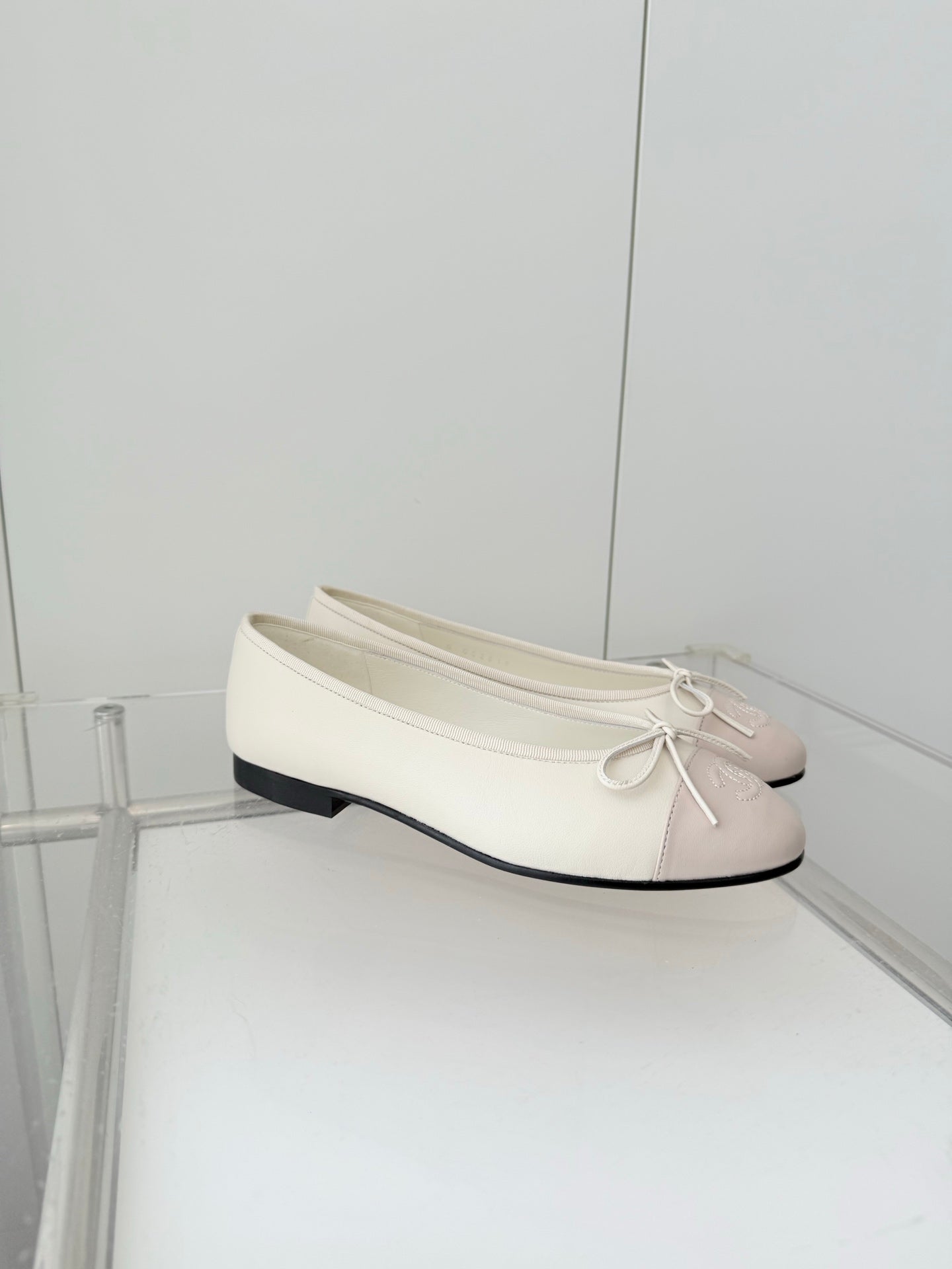 ballet flats white mix pink lambskin 566820
