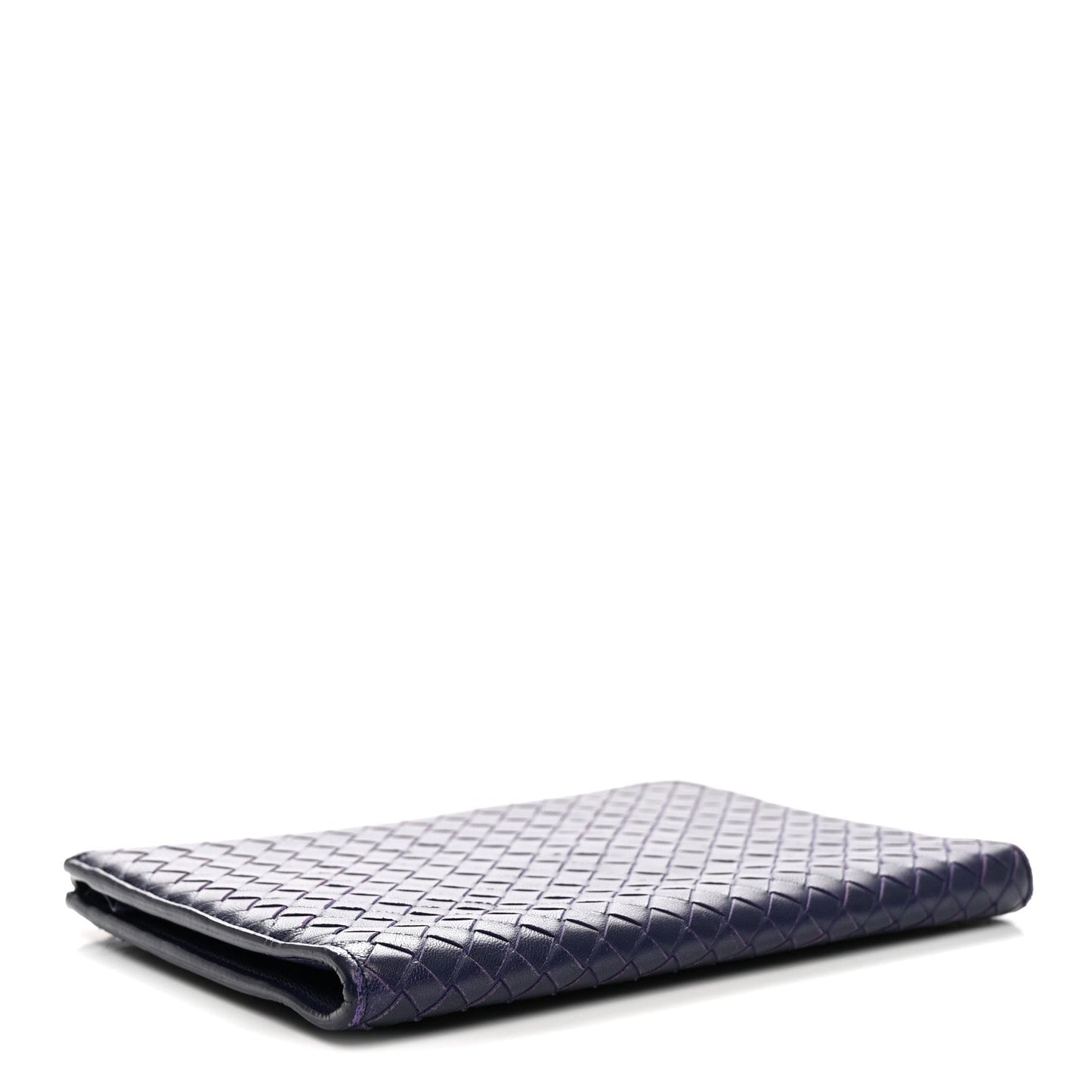 Nappa Intrecciato Flat Zip Pouch Navy