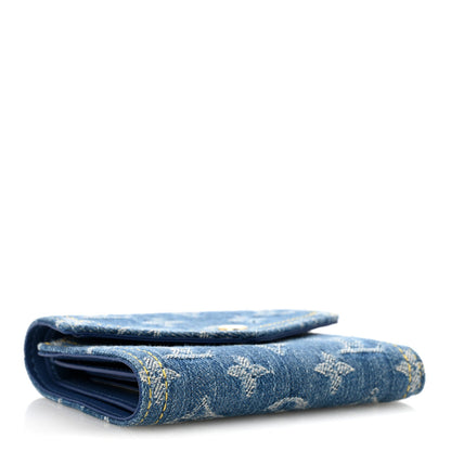 Denim Monogram Jacquard Victorine Wallet Blue