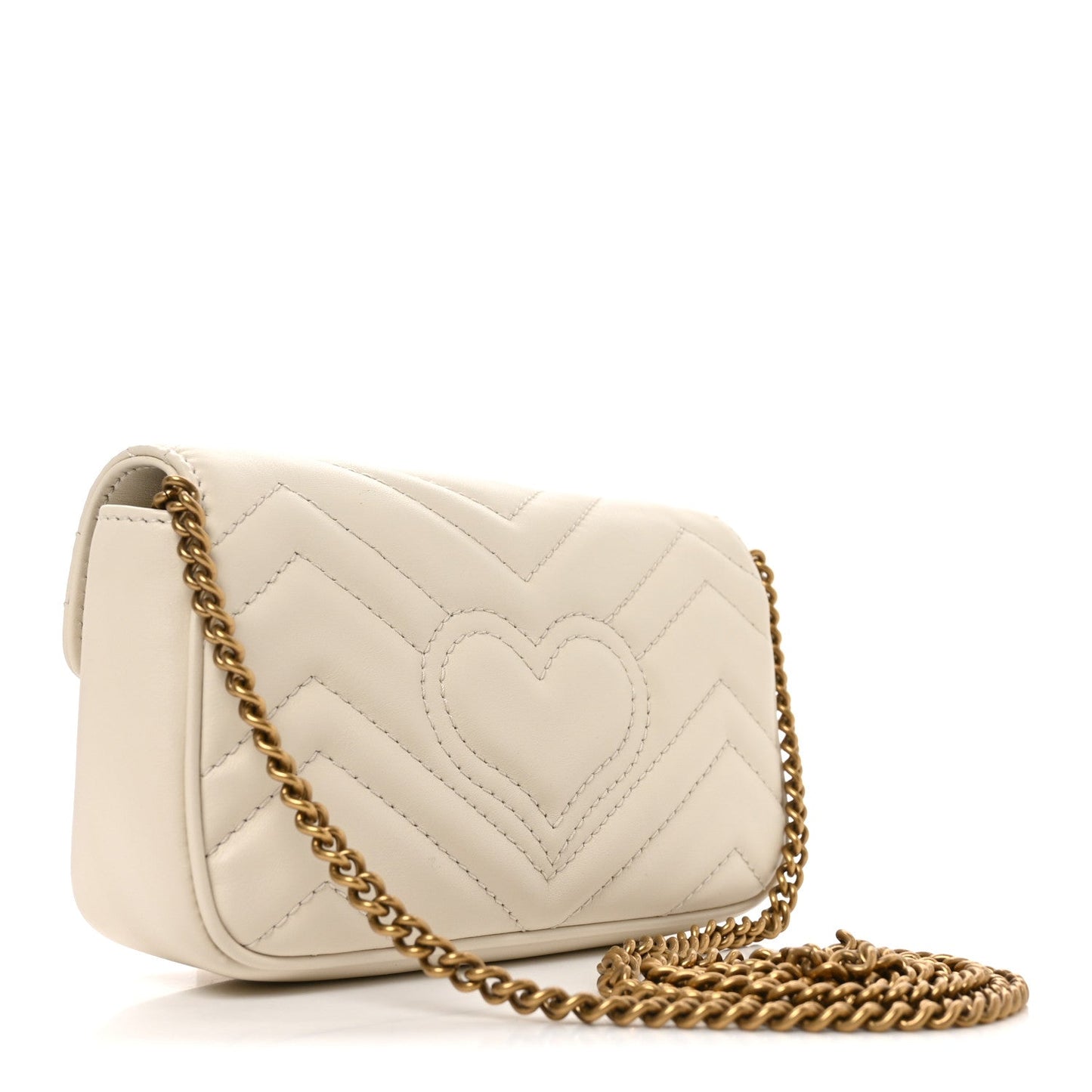 Calfskin Matelasse Super Mini GG Marmont Shoulder Bag White