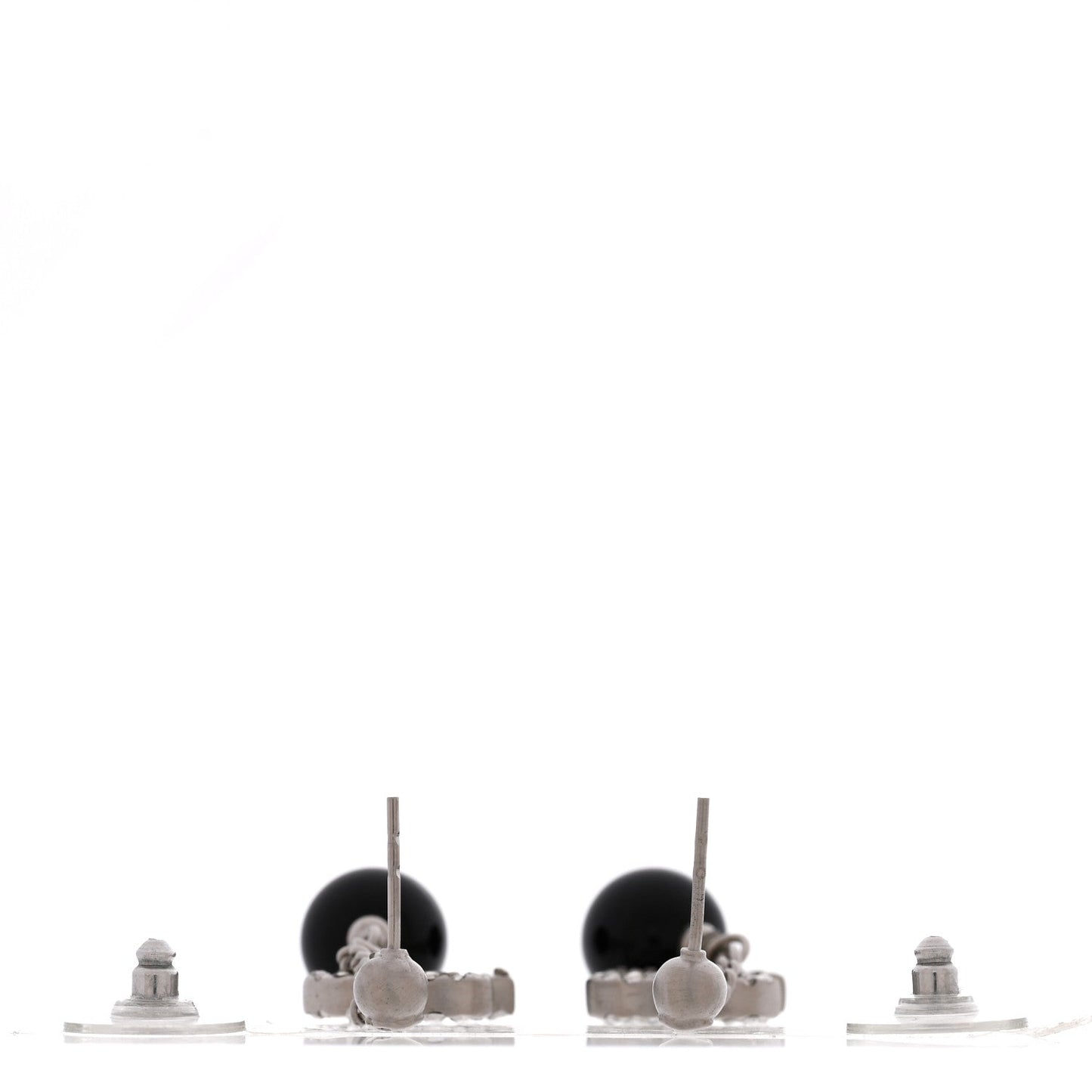 Crystal CC Bead Drop Earrings Silver Black
