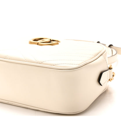 Calfskin Matelasse Small GG Marmont Chain Shoulder Bag White