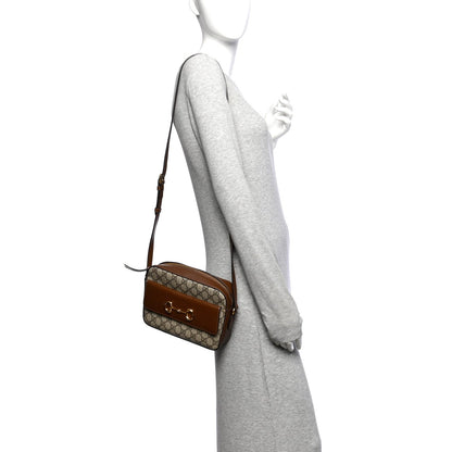 GG Supreme Monogram Small Horsebit 1955 Shoulder Bag Beige Brown Sugar