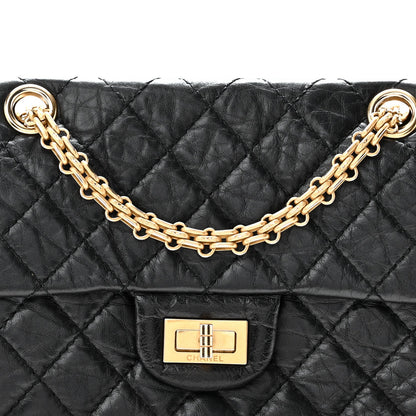 Aged Calfskin Quilted 2.55 Reissue Mini Flap Black
